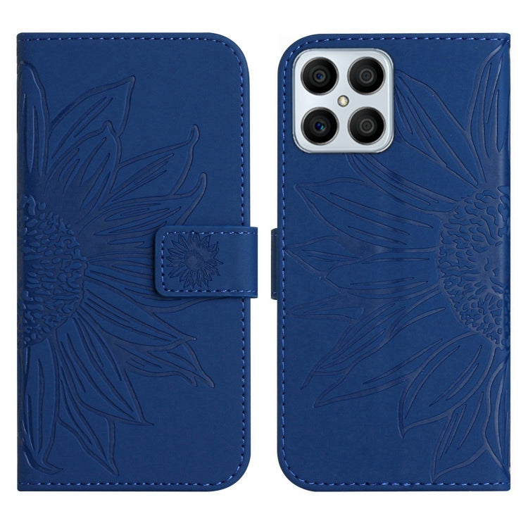 For Honor X8 Skin Feel Sun Flower Pattern Flip Leather Phone Case with Lanyard