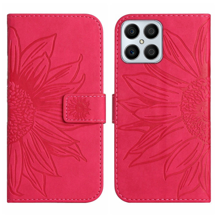 For Honor X8 Skin Feel Sun Flower Pattern Flip Leather Phone Case with Lanyard