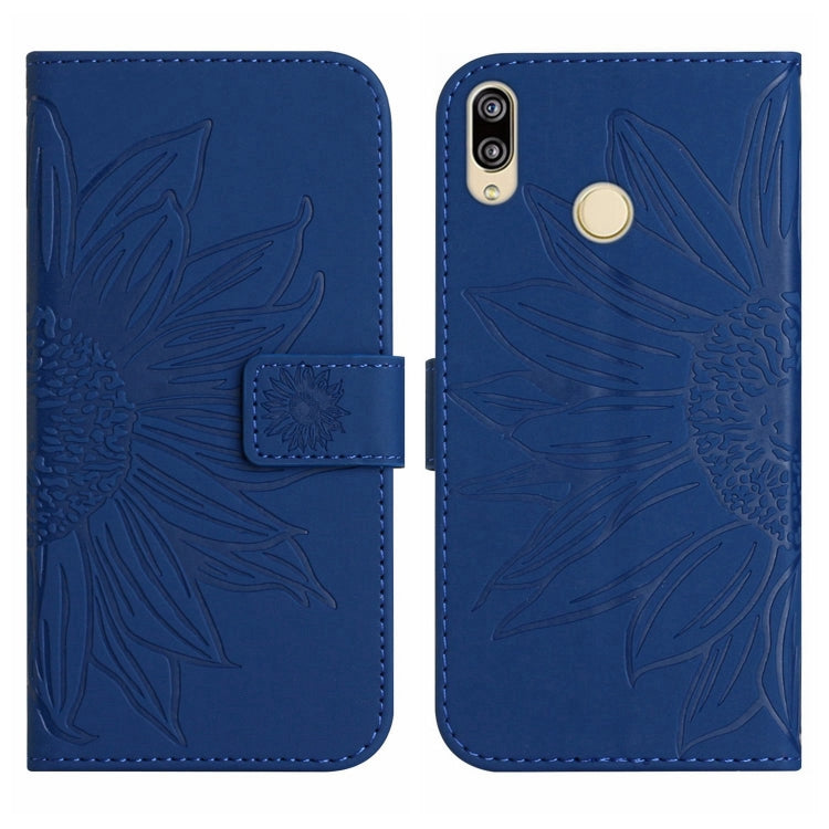 For Huawei P20 Lite Skin Feel Sun Flower Pattern Flip Leather Phone Case with Lanyard