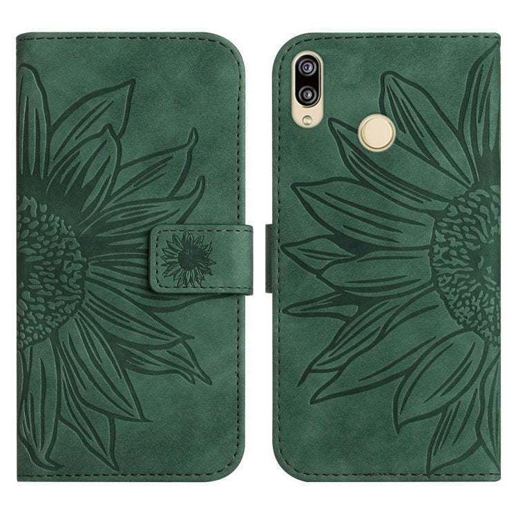 For Huawei P20 Lite Skin Feel Sun Flower Pattern Flip Leather Phone Case with Lanyard