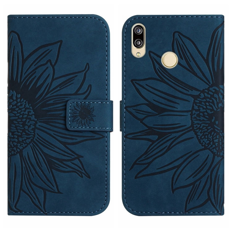 For Huawei P20 Lite Skin Feel Sun Flower Pattern Flip Leather Phone Case with Lanyard