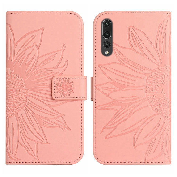 For Huawei P20 Pro Skin Feel Sun Flower Pattern Flip Leather Phone Case with Lanyard