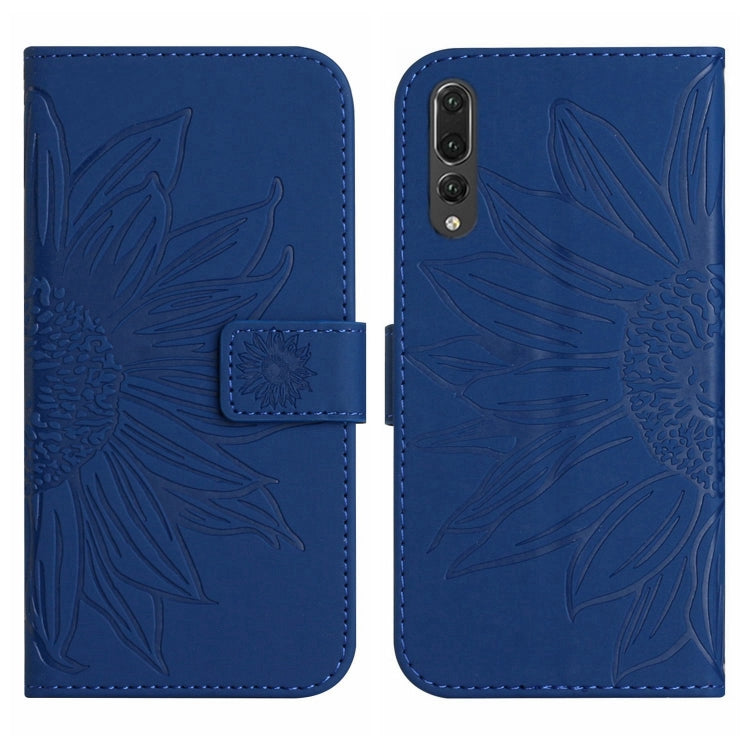 For Huawei P20 Pro Skin Feel Sun Flower Pattern Flip Leather Phone Case with Lanyard
