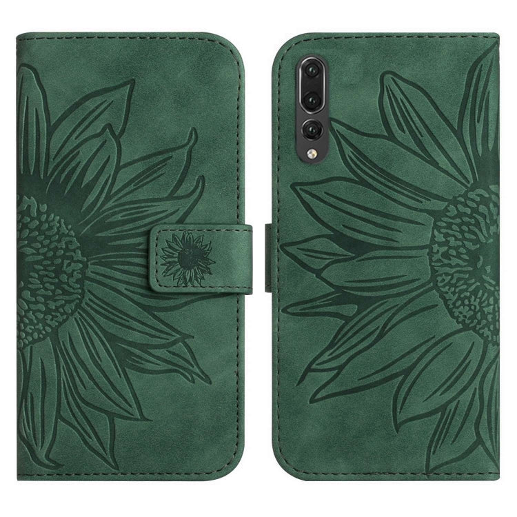 For Huawei P20 Pro Skin Feel Sun Flower Pattern Flip Leather Phone Case with Lanyard
