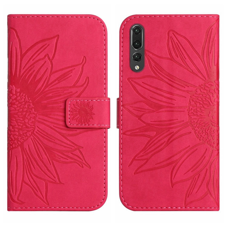 For Huawei P20 Pro Skin Feel Sun Flower Pattern Flip Leather Phone Case with Lanyard