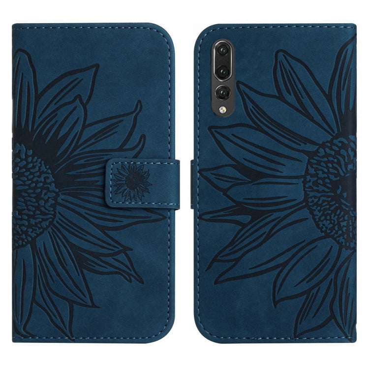 For Huawei P20 Pro Skin Feel Sun Flower Pattern Flip Leather Phone Case with Lanyard