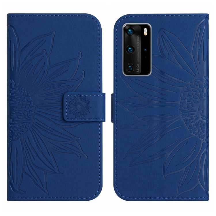 For Huawei P40 Pro Skin Feel Sun Flower Pattern Flip Leather Phone Case with Lanyard