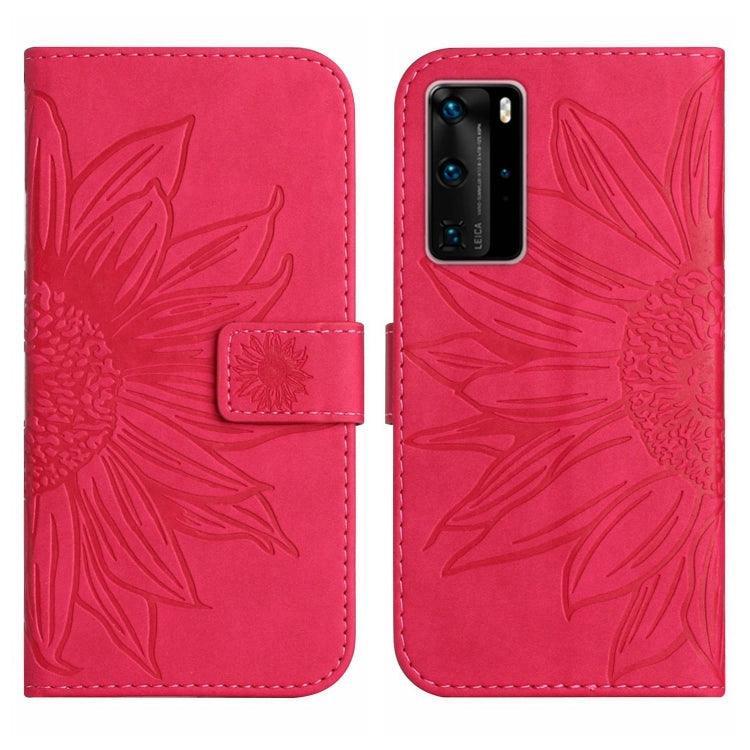 For Huawei P40 Pro Skin Feel Sun Flower Pattern Flip Leather Phone Case with Lanyard