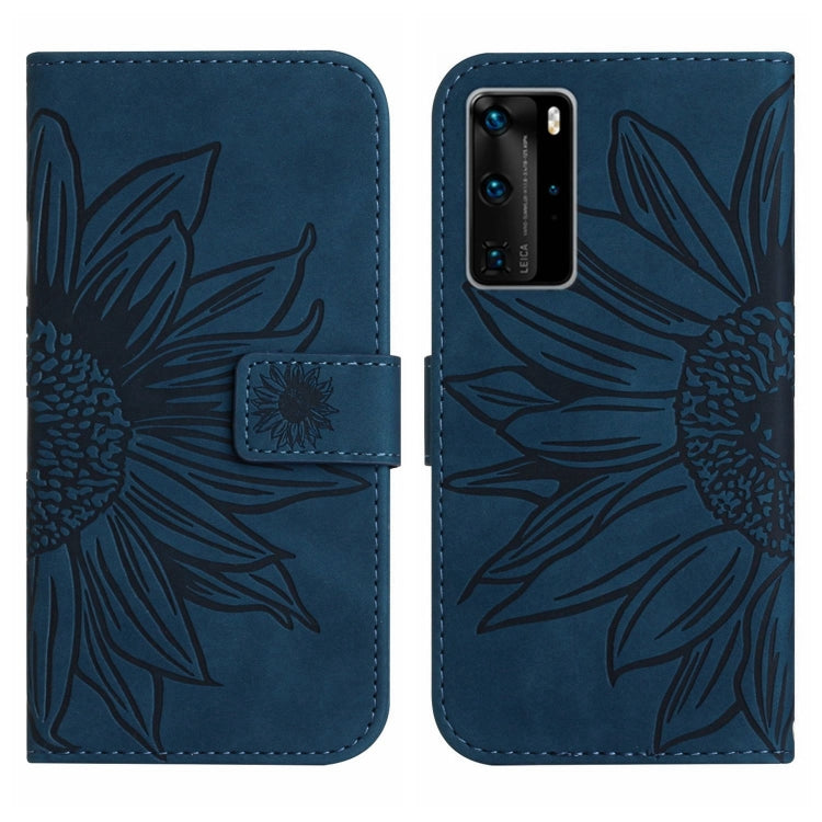 For Huawei P40 Pro Skin Feel Sun Flower Pattern Flip Leather Phone Case with Lanyard