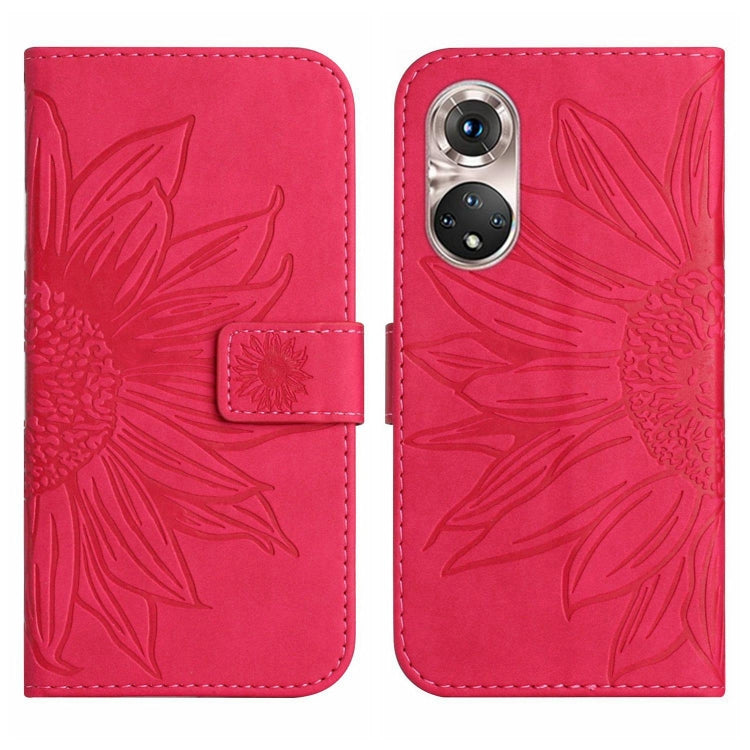 For Huawei P50 Skin Feel Sun Flower Pattern Flip Leather Phone Case with Lanyard