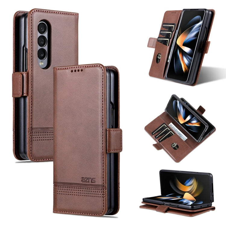 For Samsung Galaxy Z Fold4 AZNS Magnetic Calf Texture Horizontal Flip Leather Phone Case