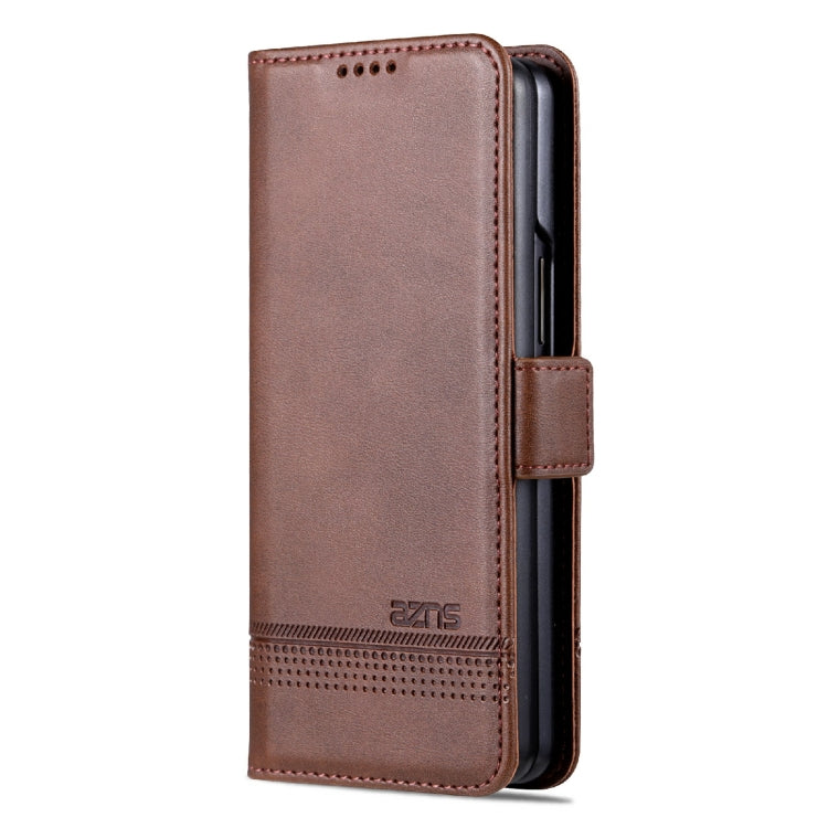 For Samsung Galaxy Z Fold4 AZNS Magnetic Calf Texture Horizontal Flip Leather Phone Case