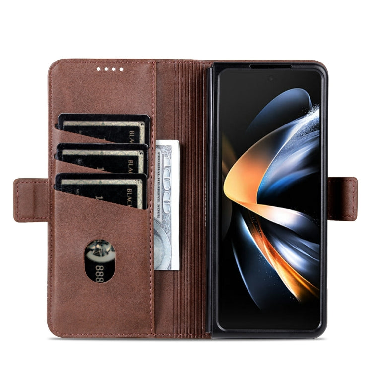 For Samsung Galaxy Z Fold4 AZNS Magnetic Calf Texture Horizontal Flip Leather Phone Case