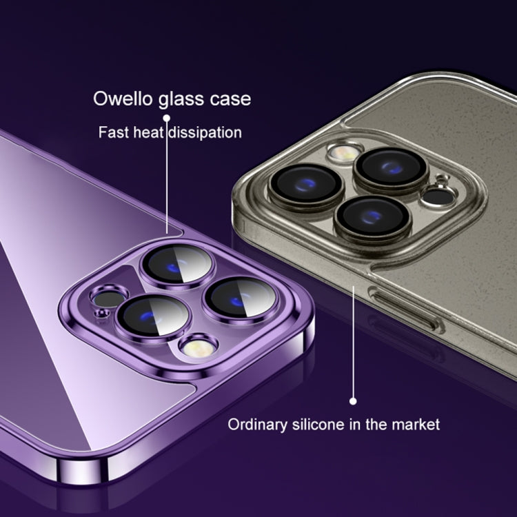 For iPhone 14 Pro Electroplating Glass Phone Case with Lens Film