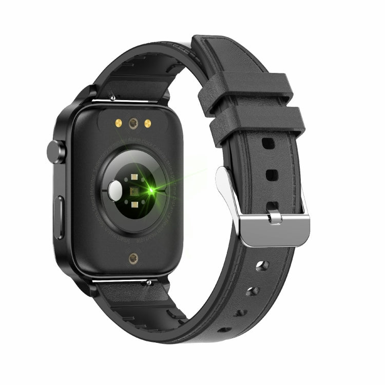 F100 1.7 inch HD Square Screen Leather Strap Smart Watch Supports Body Temperature Monitoring/Blood Oxygen Monitoring