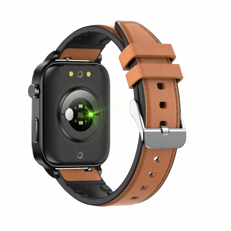F100 1.7 inch HD Square Screen Leather Strap Smart Watch Supports Body Temperature Monitoring/Blood Oxygen Monitoring