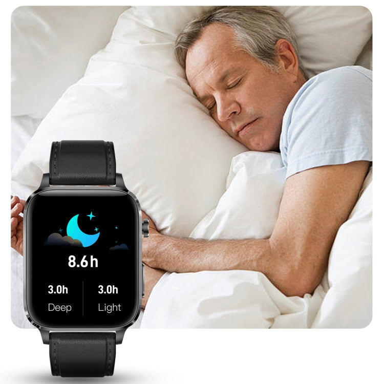 F100 1.7 inch HD Square Screen Leather Strap Smart Watch Supports Body Temperature Monitoring/Blood Oxygen Monitoring