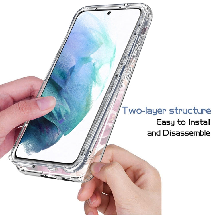For Samsung Galaxy S21 5G Transparent Painted Phone Case(Pink Rose)