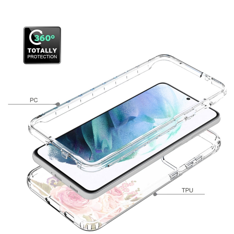 For Samsung Galaxy S21 5G Transparent Painted Phone Case(Pink Rose)