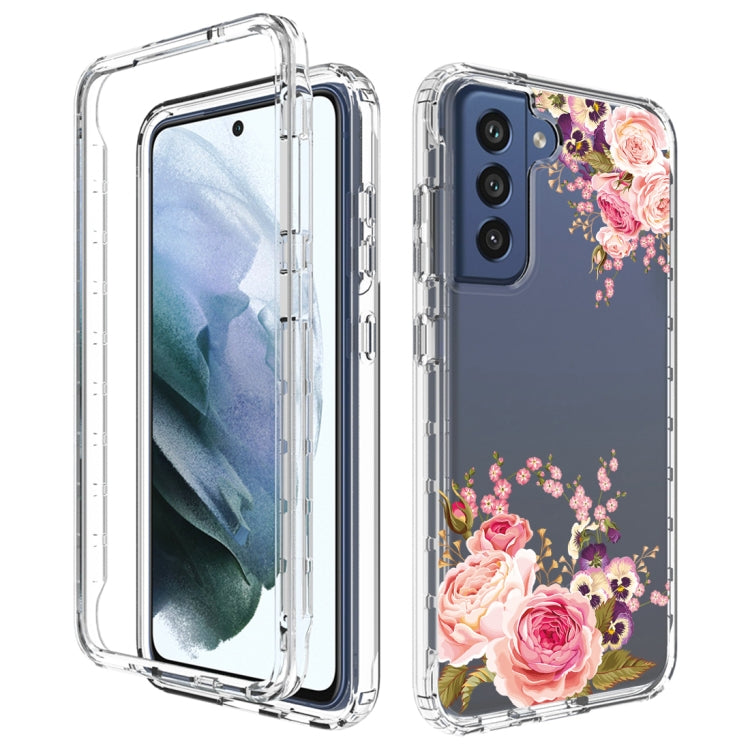 For Samsung Galaxy S21 FE 5G Transparent Painted Phone Case(Pink Rose)