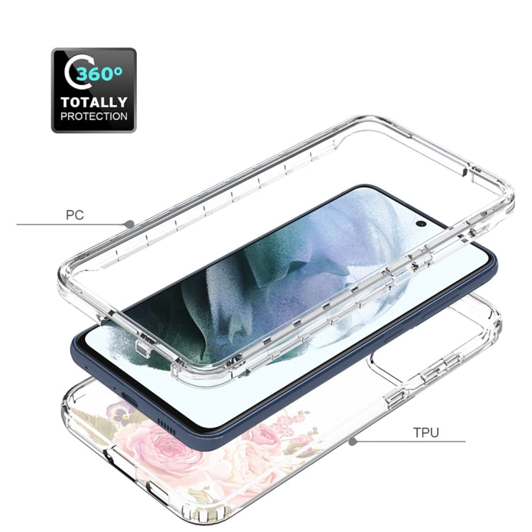 For Samsung Galaxy S21 FE 5G Transparent Painted Phone Case(Pink Rose)