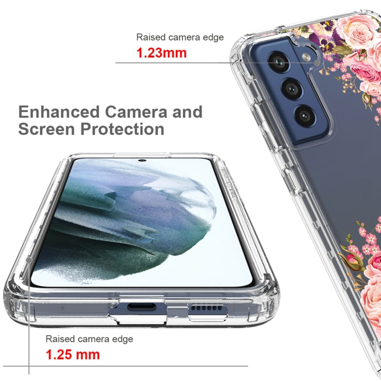 For Samsung Galaxy S21 FE 5G Transparent Painted Phone Case(Pink Rose)