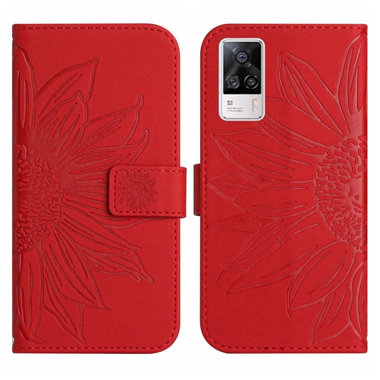 For vivo S9E Skin Feel Sun Flower Pattern Flip Leather Phone Case with Lanyard