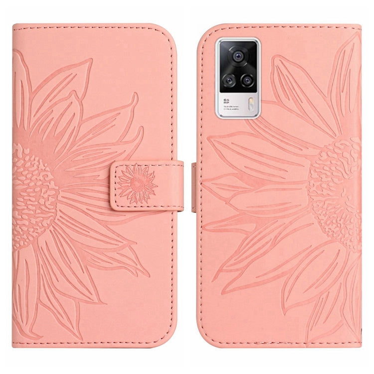 For vivo S9E Skin Feel Sun Flower Pattern Flip Leather Phone Case with Lanyard