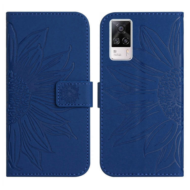 For vivo S9E Skin Feel Sun Flower Pattern Flip Leather Phone Case with Lanyard