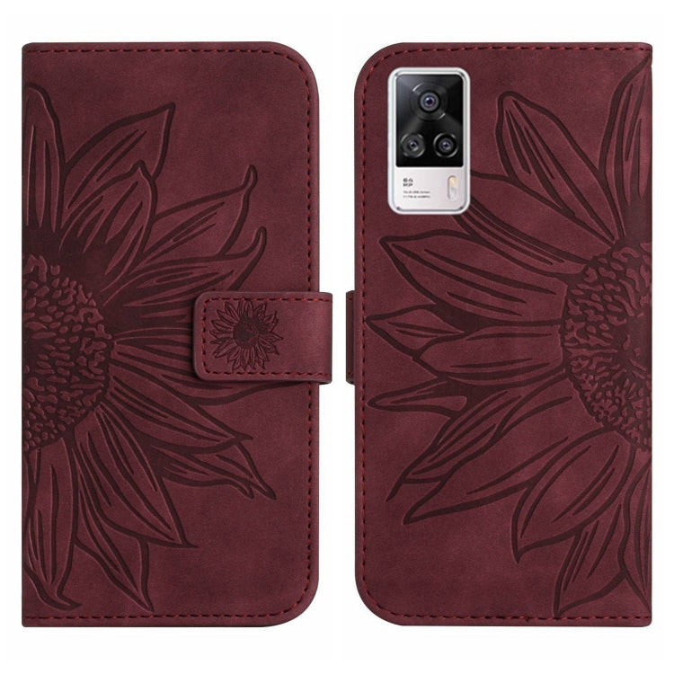 For vivo S9E Skin Feel Sun Flower Pattern Flip Leather Phone Case with Lanyard