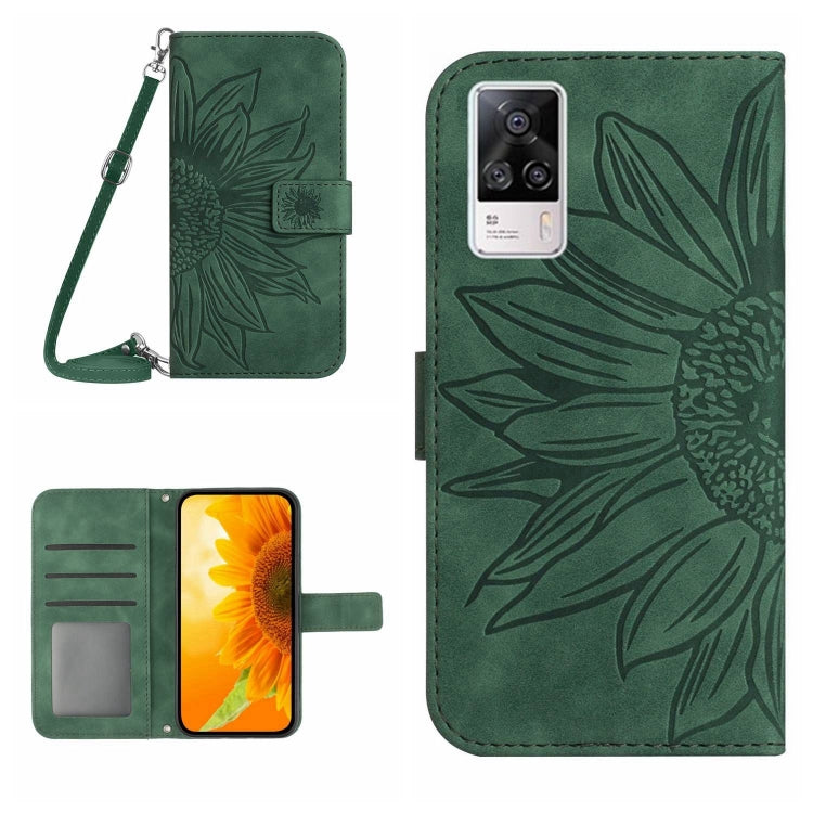 For vivo S9E Skin Feel Sun Flower Pattern Flip Leather Phone Case with Lanyard