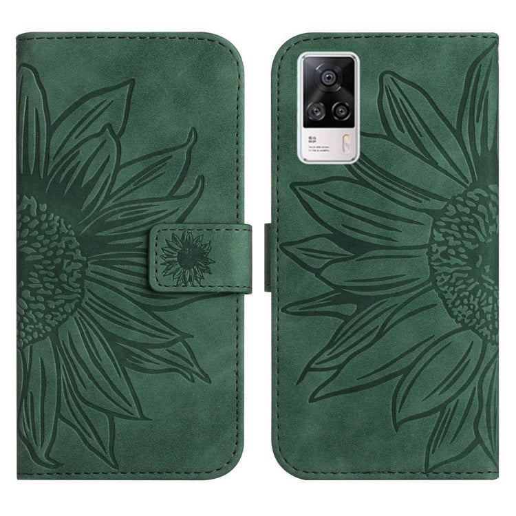 For vivo S9E Skin Feel Sun Flower Pattern Flip Leather Phone Case with Lanyard