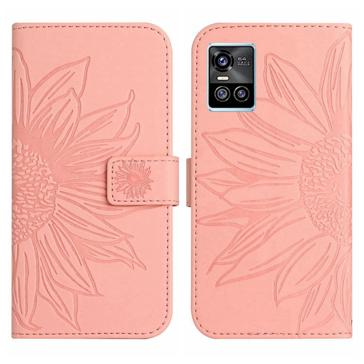 For vivo S10/S10 Pro Skin Feel Sun Flower Pattern Flip Leather Phone Case with Lanyard