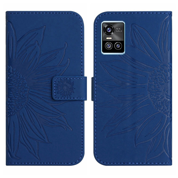 For vivo S10/S10 Pro Skin Feel Sun Flower Pattern Flip Leather Phone Case with Lanyard