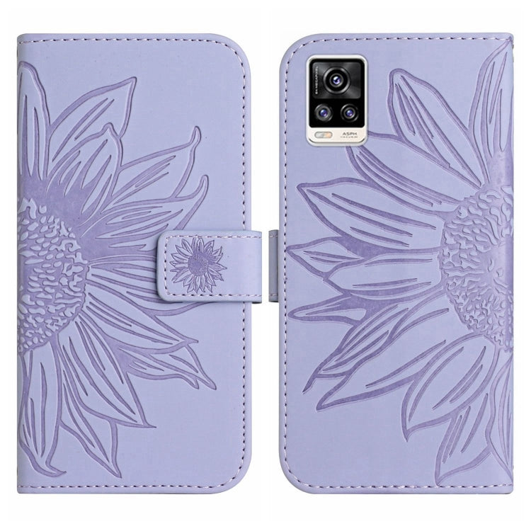 For vivo S7 5G/V20 Pro/S7t 5G Skin Feel Sun Flower Pattern Flip Leather Phone Case with Lanyard