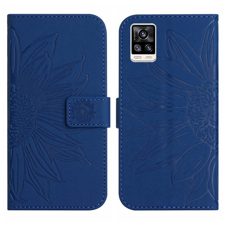 For vivo S7 5G/V20 Pro/S7t 5G Skin Feel Sun Flower Pattern Flip Leather Phone Case with Lanyard