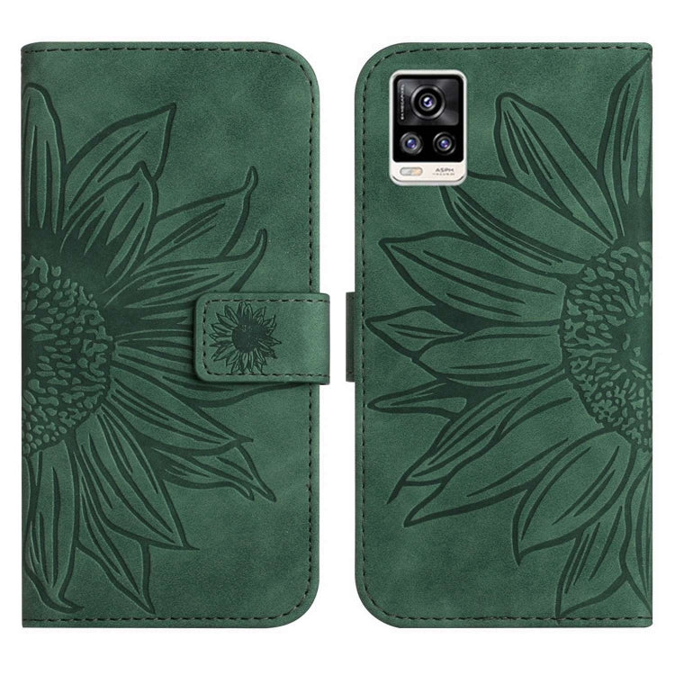 For vivo S7 5G/V20 Pro/S7t 5G Skin Feel Sun Flower Pattern Flip Leather Phone Case with Lanyard
