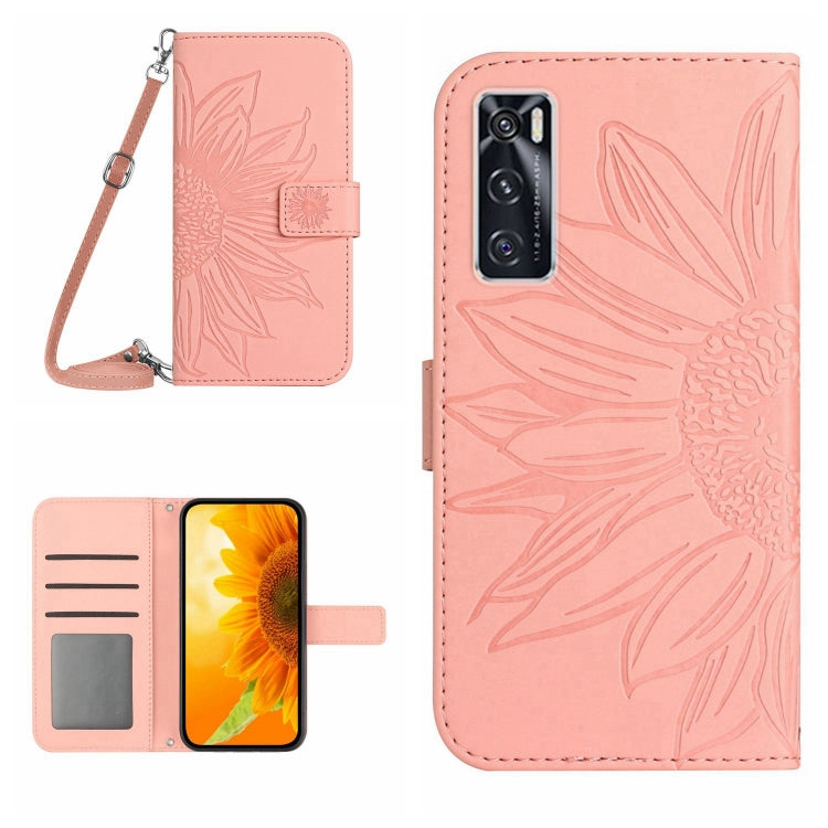 For vivo V20 SE/Y70 Skin Feel Sun Flower Pattern Flip Leather Phone Case with Lanyard
