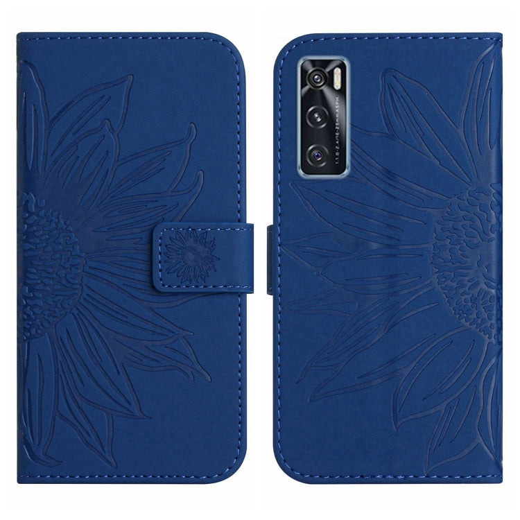 For vivo V20 SE/Y70 Skin Feel Sun Flower Pattern Flip Leather Phone Case with Lanyard