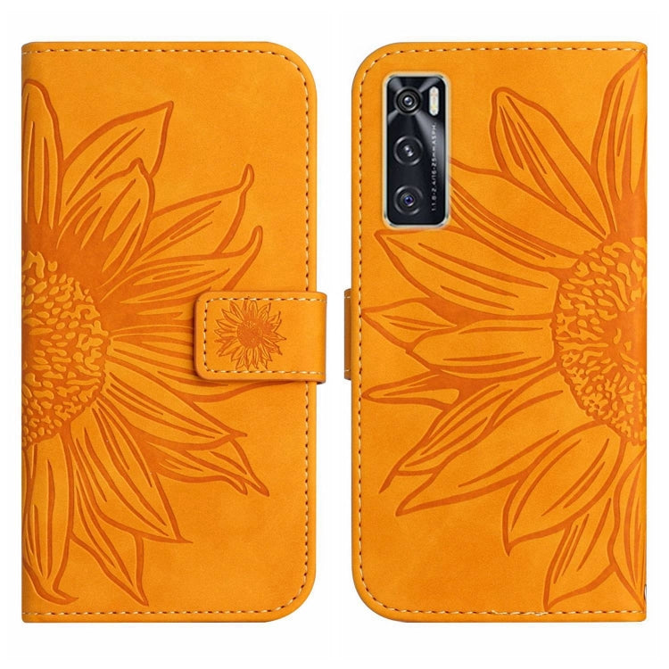 For vivo V20 SE/Y70 Skin Feel Sun Flower Pattern Flip Leather Phone Case with Lanyard