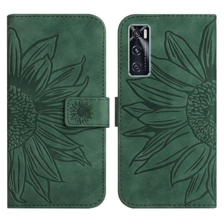 For vivo V20 SE/Y70 Skin Feel Sun Flower Pattern Flip Leather Phone Case with Lanyard