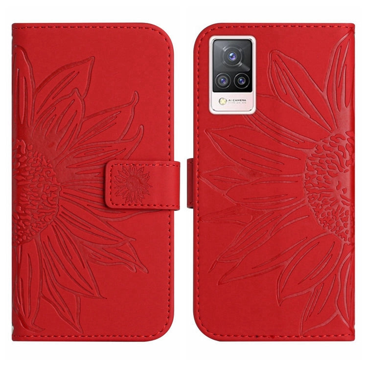 For vivo V21 4G/V21 5G Skin Feel Sun Flower Pattern Flip Leather Phone Case with Lanyard
