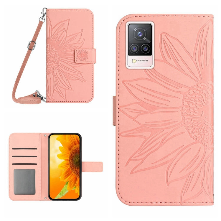 For vivo V21 4G/V21 5G Skin Feel Sun Flower Pattern Flip Leather Phone Case with Lanyard