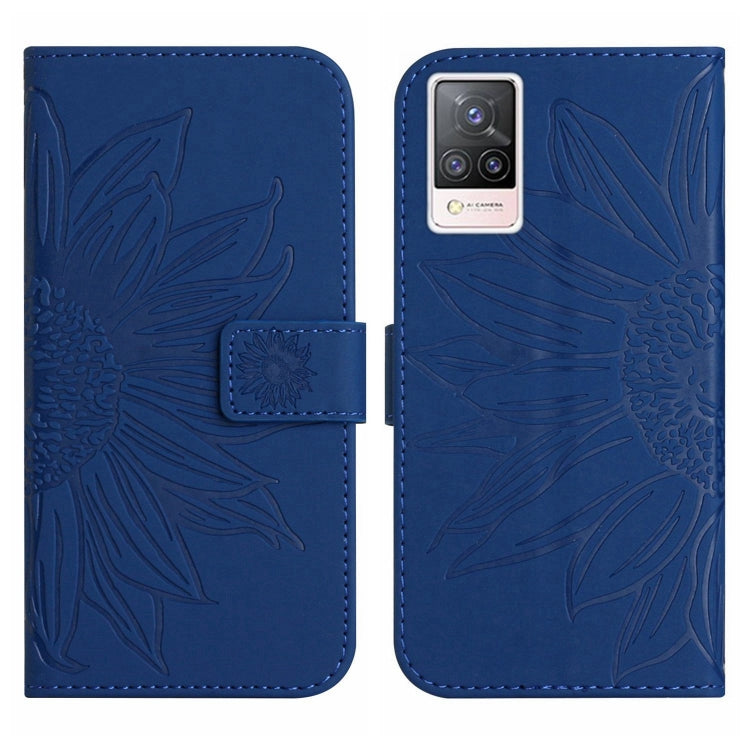 For vivo V21 4G/V21 5G Skin Feel Sun Flower Pattern Flip Leather Phone Case with Lanyard