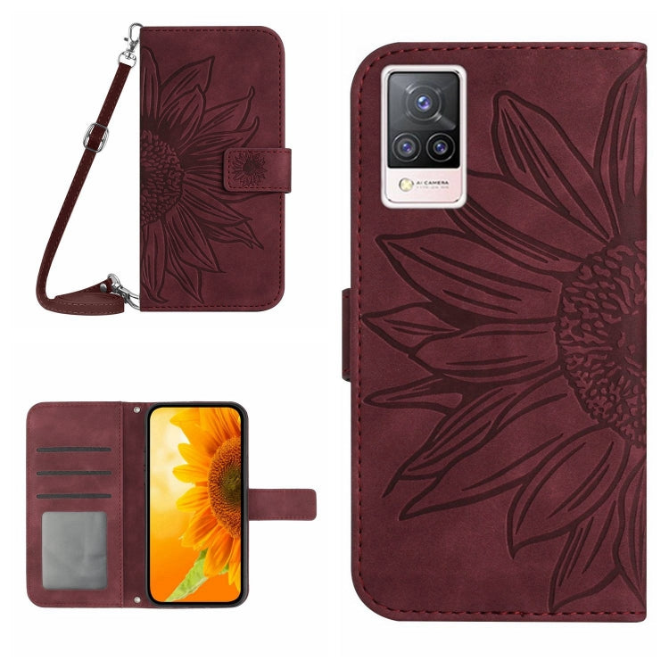 For vivo V21 4G/V21 5G Skin Feel Sun Flower Pattern Flip Leather Phone Case with Lanyard