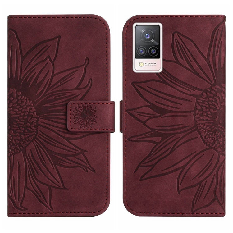 For vivo V21 4G/V21 5G Skin Feel Sun Flower Pattern Flip Leather Phone Case with Lanyard