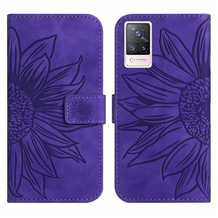 For vivo V21 4G/V21 5G Skin Feel Sun Flower Pattern Flip Leather Phone Case with Lanyard