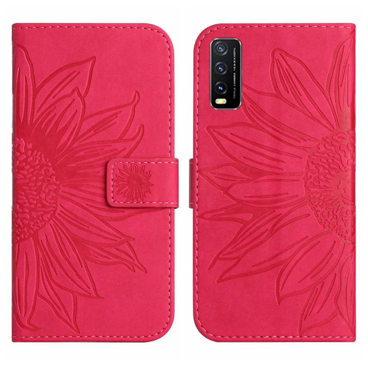 Skin Feel Sun Flower Pattern Flip Leather Phone Case with Lanyard For vivo Y20 2020/Y20s/Y20i/iQOO U1X/Y11S/Y12S/Y30/Y30S