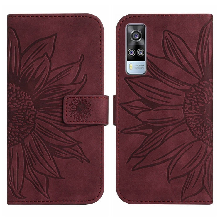 For vivo Y51 2020 India Edition/Y31 Skin Feel Sun Flower Pattern Flip Leather Phone Case with Lanyard