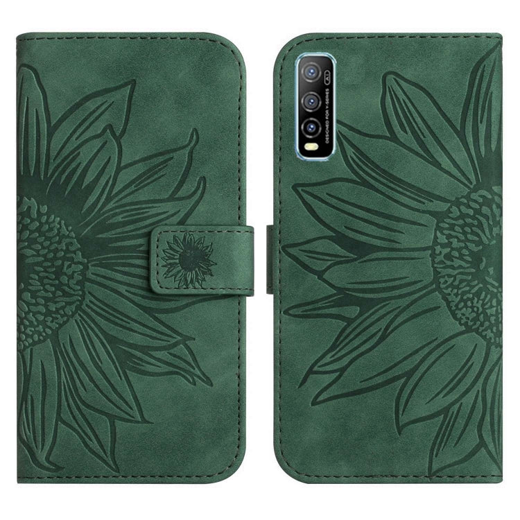 For vivo Y70S/iQOO U1/Y51S Skin Feel Sun Flower Pattern Flip Leather Phone Case with Lanyard